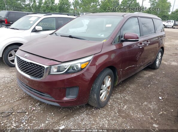KNDMB5C15G6085843 2016 KIA SEDONA Red Առջևի ձախ երեք քառորդ տեսարան