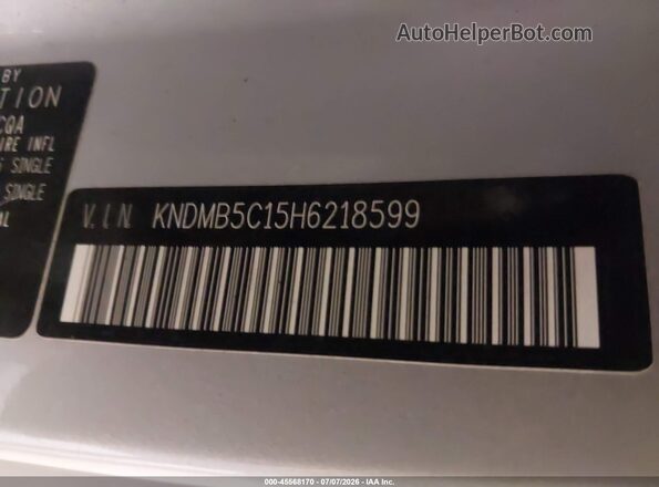 KNDMB5C15H6218599 2017 KIA SEDONA Silver Вид підкапотного простору