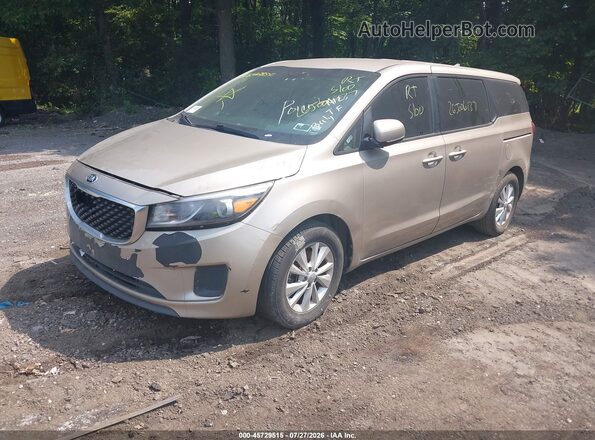 KNDMB5C16H6219289 2017 KIA SEDONA Tan Առջևի ձախ երեք քառորդ տեսարան