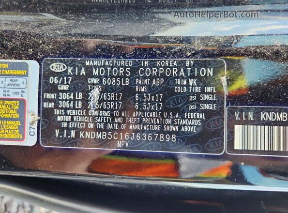 KNDMB5C16J6367898 2018 KIA SEDONA Black Widok naklejki z numerem VIN