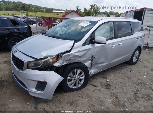 KNDMB5C17G6085570 2016 KIA SEDONA Silver წინა მარცხენა ხედი სამი მეოთხედიდან