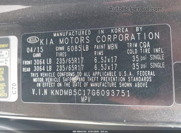 KNDMB5C17G6093751 2016 KIA SEDONA Brown Engine compartment view