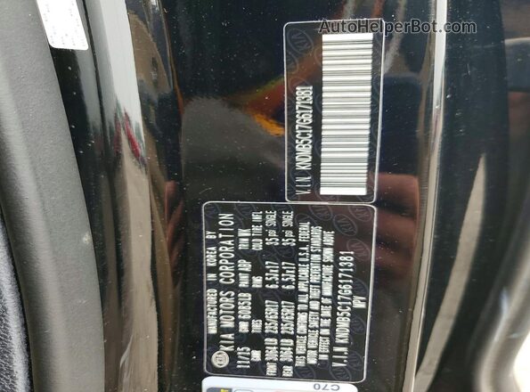 KNDMB5C17G6171381 2016 KIA SEDONA Black VIN კოდის სტიკერის ხედი