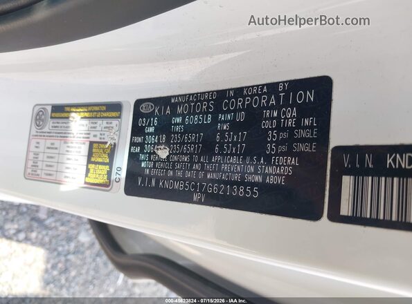 KNDMB5C17G6213855 2016 KIA SEDONA White Engine compartment view