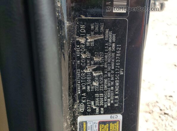 KNDMB5C17J6378621 2018 KIA SEDONA Black Widok naklejki z numerem VIN