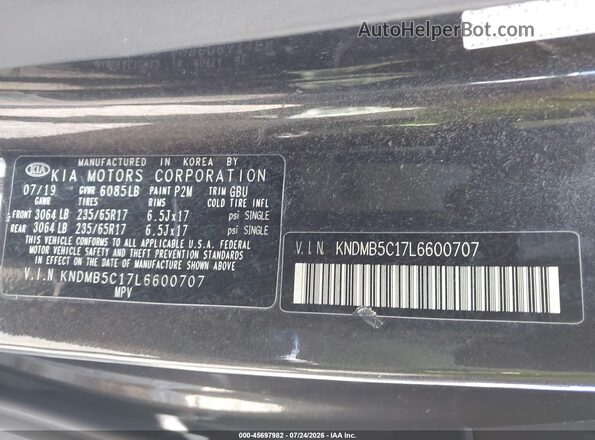 KNDMB5C17L6600707 2020 KIA SEDONA Gray Widok komory silnika