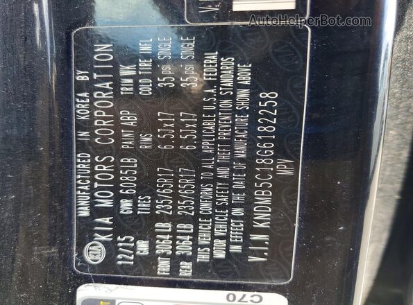 KNDMB5C18G6182258 2016 KIA SEDONA Black VIN sticker view