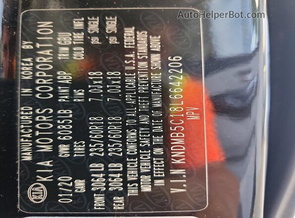 KNDMB5C18L6642206 2020 KIA SEDONA Black Widok wnętrza 360 stopni
