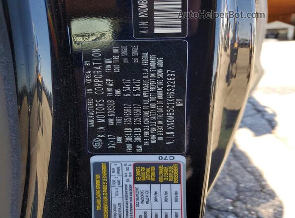 KNDMB5C1XH6322697 2017 KIA SEDONA Black Widok naklejki z numerem VIN