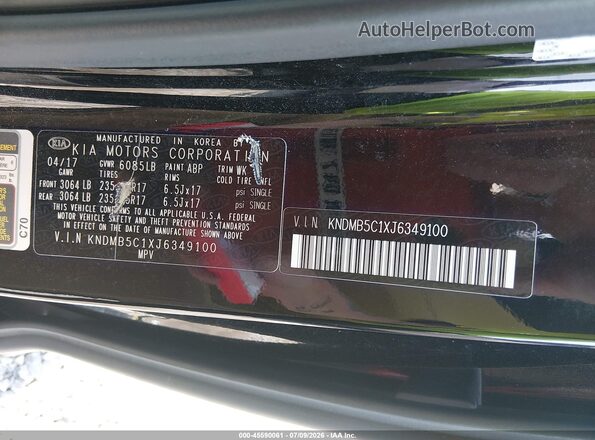 KNDMB5C1XJ6349100 2018 KIA SEDONA Черный Вид подкапотного пространства