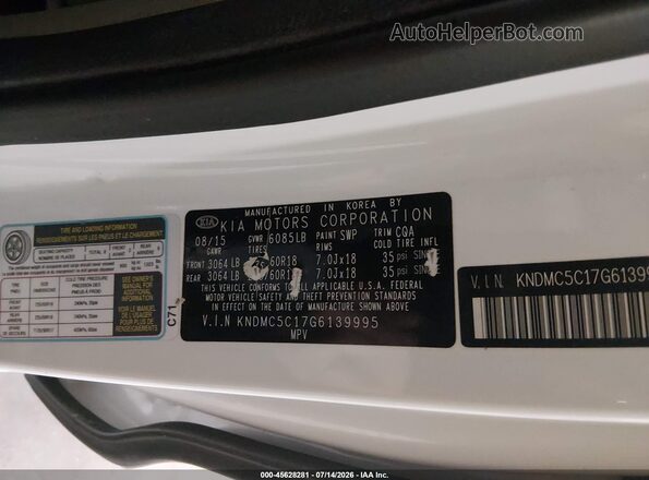KNDMC5C17G6139995 2016 KIA SEDONA Белый Вид подкапотного пространства