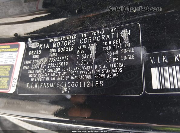 KNDME5C15G6112188 2016 KIA SEDONA Black Widok komory silnika