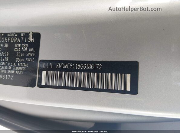 KNDME5C18G6186172 2016 KIA SEDONA Silver Вид підкапотного простору
