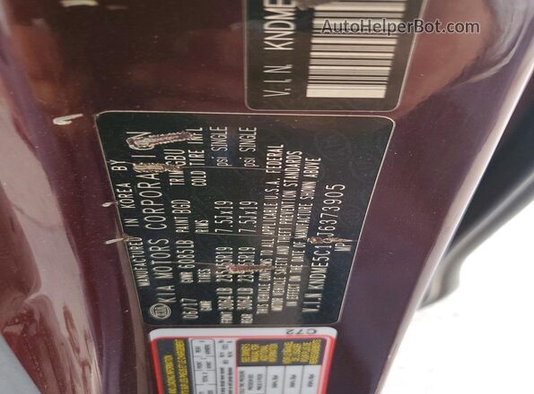 KNDME5C18J6373905 2018 KIA SEDONA Burgundy VIN sticker view