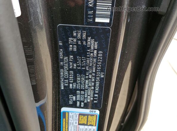 KNDNB5K30T6562289 2026 KIA CARNIVAL Gray VIN sticker view