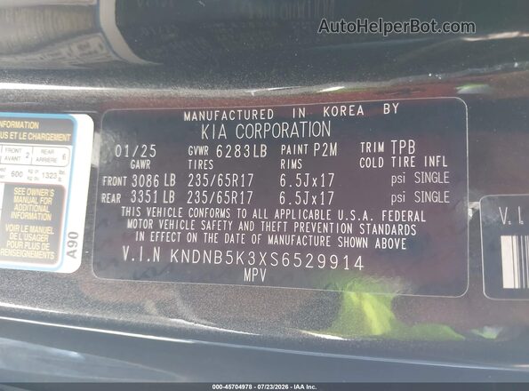 KNDNB5K3XS6529914 2025 KIA CARNIVAL MPV Gray Widok komory silnika