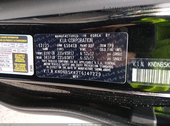 KNDNB5KA2T6147229 2026 KIA CARNIVAL MPV HYBRID Black Вид підкапотного простору
