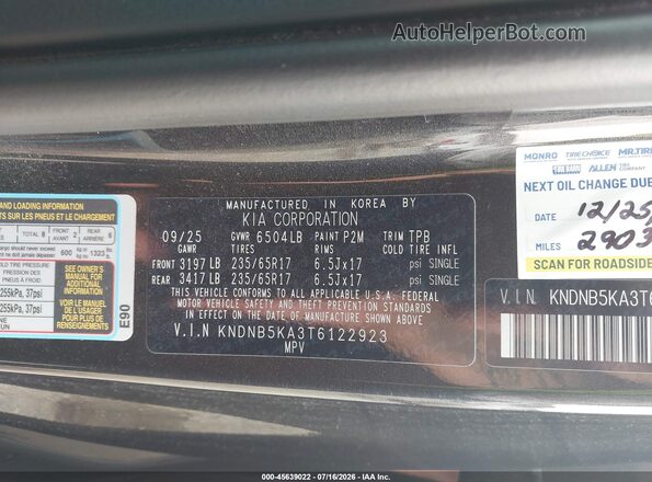 KNDNB5KA3T6122923 2026 KIA CARNIVAL MPV HYBRID Gray Engine compartment view