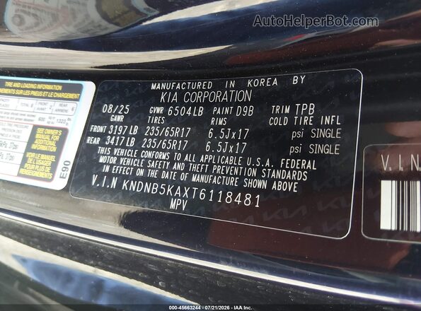 KNDNB5KAXT6118481 2026 KIA CARNIVAL MPV HYBRID Dark Blue Engine compartment view