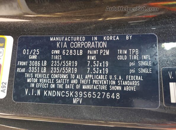 KNDNC5K39S6527648 2025 KIA CARNIVAL Black VIN կոդի պիտակի տեսք