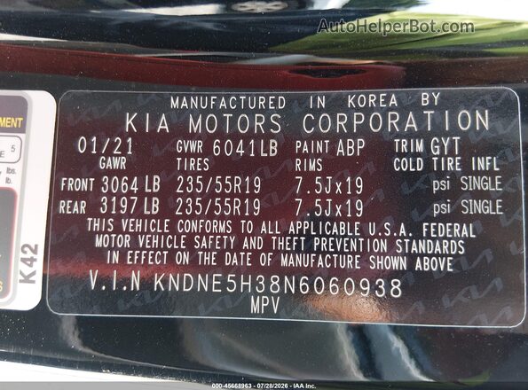 KNDNE5H38N6060938 2022 KIA CARNIVAL MPV Black Widok komory silnika