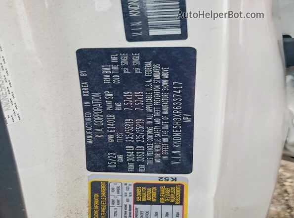 KNDNE5H3XR6337417 2024 KIA CARNIVAL White VIN կոդի պիտակի տեսք
