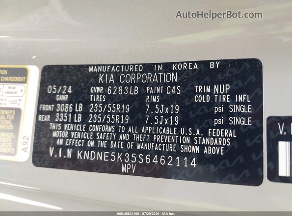 KNDNE5K35S6462114 2025 KIA CARNIVAL MPV Gray Вид підкапотного простору