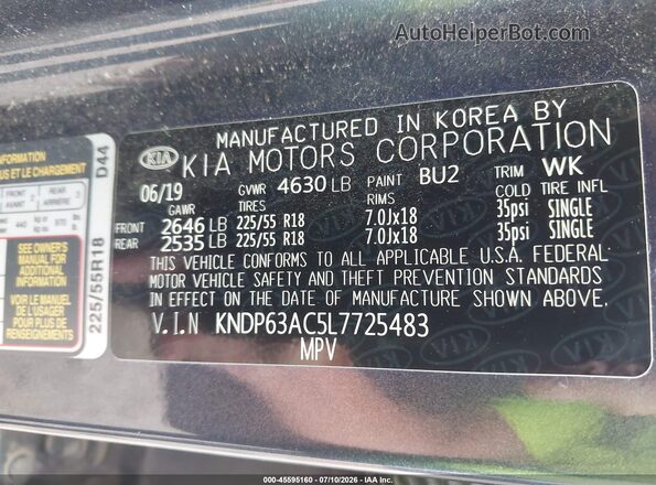 KNDP63AC5L7725483 2020 KIA SPORTAGE Синий Вид подкапотного пространства