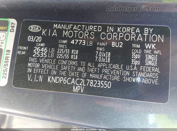 KNDP6CAC2L7823550 2020 KIA SPORTAGE Navy Вид підкапотного простору