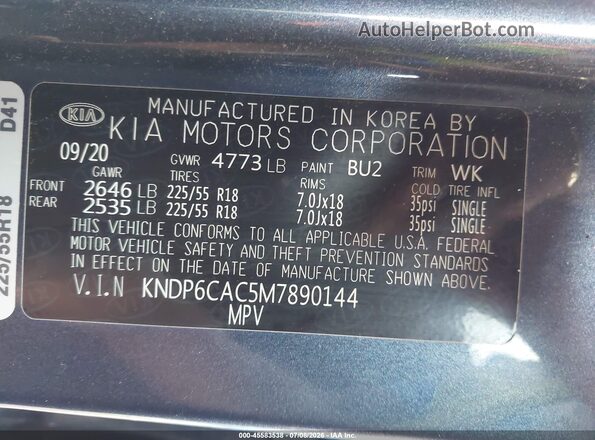 KNDP6CAC5M7890144 2021 KIA SPORTAGE Blue Widok komory silnika