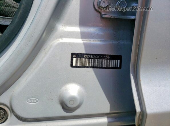 KNDPBCAC0G7873364 2016 KIA SPORTAGE Silver VIN კოდის სტიკერის ხედი