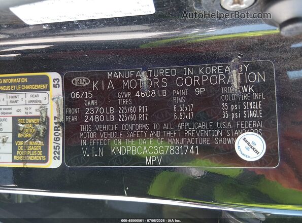 KNDPBCAC3G7831741 2016 KIA SPORTAGE Black Շարժիչի բաժամունքի տեսք
