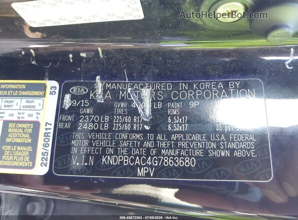 KNDPBCAC4G7863680 2016 KIA SPORTAGE Black Vista del compartimento del motor