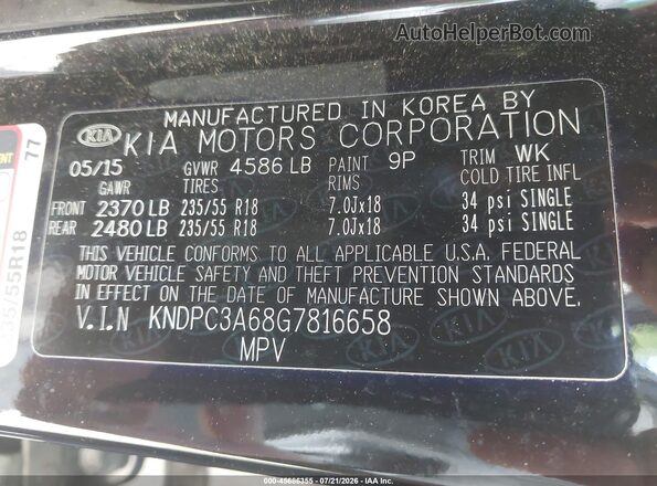 KNDPC3A68G7816658 2016 KIA SPORTAGE Black Вид підкапотного простору