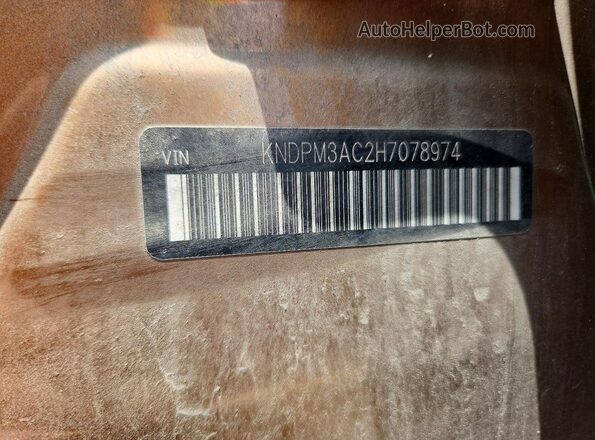 KNDPM3AC2H7078974 2017 KIA SPORTAGE Brown VIN կոդի պիտակի տեսք
