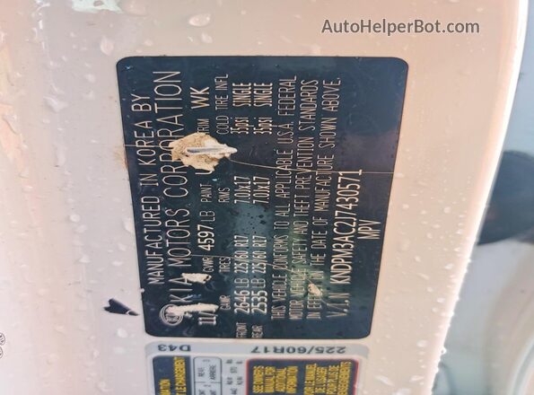 KNDPM3AC2J7430571 2018 KIA SPORTAGE White Vista interior de 360 grados