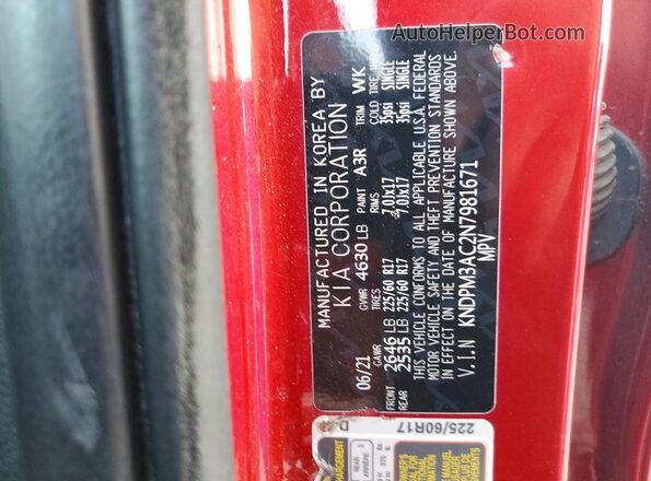 KNDPM3AC2N7981671 2022 KIA SPORTAGE Red Շարժիչի բաժամունքի տեսք