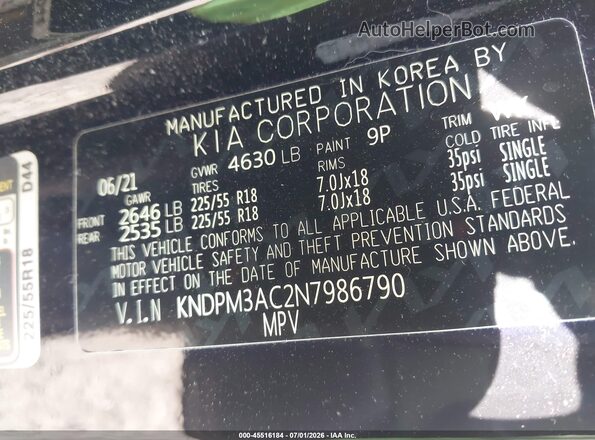 KNDPM3AC2N7986790 2022 KIA SPORTAGE Black ძრავის განყოფილების ხედი