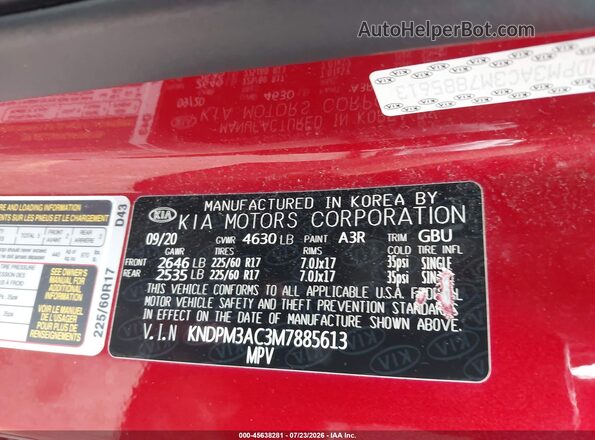KNDPM3AC3M7885613 2021 KIA SPORTAGE Red Widok komory silnika
