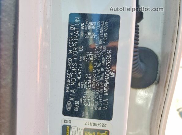 KNDPM3AC4K7525084 2019 KIA SPORTAGE White Սալոնի 360 աստիճան տեսք