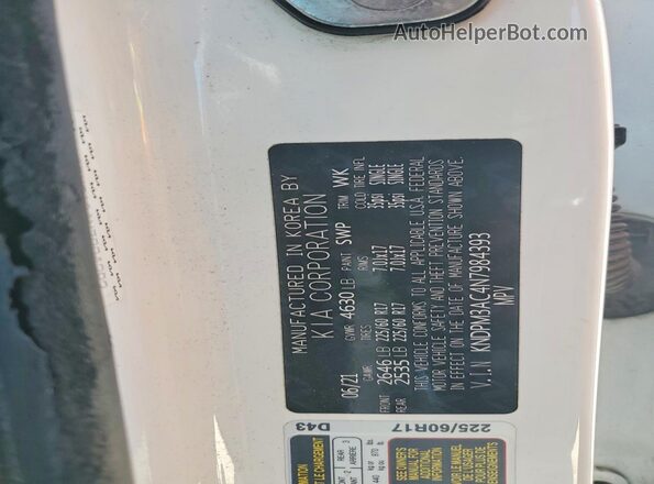 KNDPM3AC4N7984393 2022 KIA SPORTAGE White VIN կոդի պիտակի տեսք