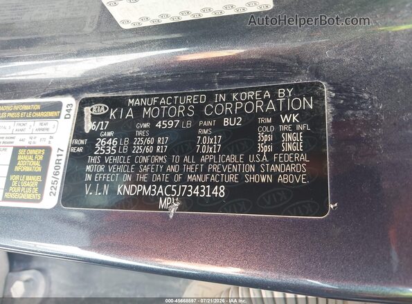 KNDPM3AC5J7343148 2018 KIA SPORTAGE Серый Вид подкапотного пространства