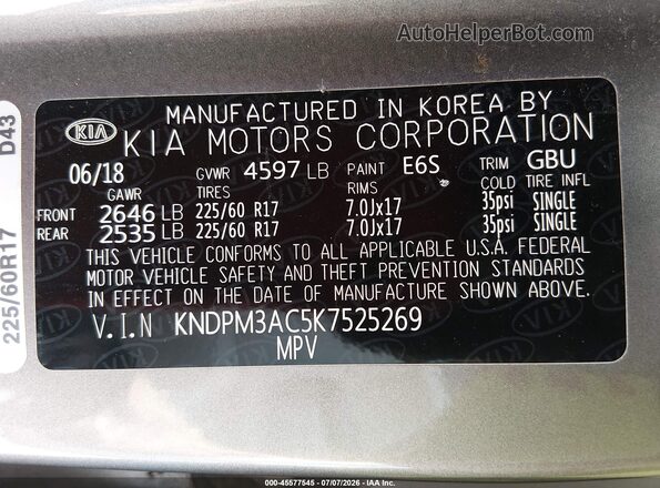 KNDPM3AC5K7525269 2019 KIA SPORTAGE Gray ძრავის განყოფილების ხედი
