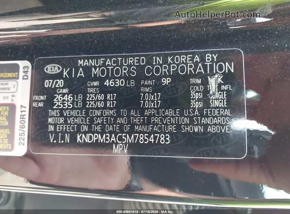 KNDPM3AC5M7854783 2021 KIA SPORTAGE Black Շարժիչի բաժամունքի տեսք