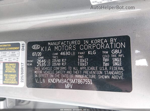 KNDPM3AC5M7867551 2021 KIA SPORTAGE Silver Vista del compartimento del motor