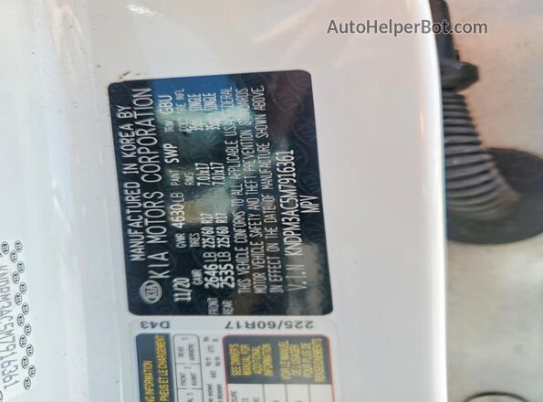KNDPM3AC5M7916361 2021 KIA SPORTAGE White Vista interior de 360 grados
