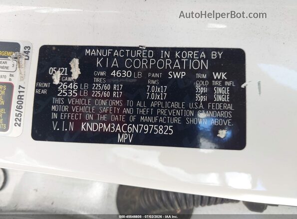 KNDPM3AC6N7975825 2022 KIA SPORTAGE Белый Вид подкапотного пространства