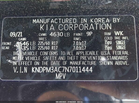 KNDPM3AC7N7011444 2022 KIA SPORTAGE Black Widok komory silnika