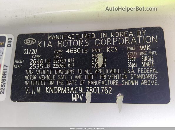 KNDPM3AC9L7801762 2020 KIA SPORTAGE Silver Widok komory silnika
