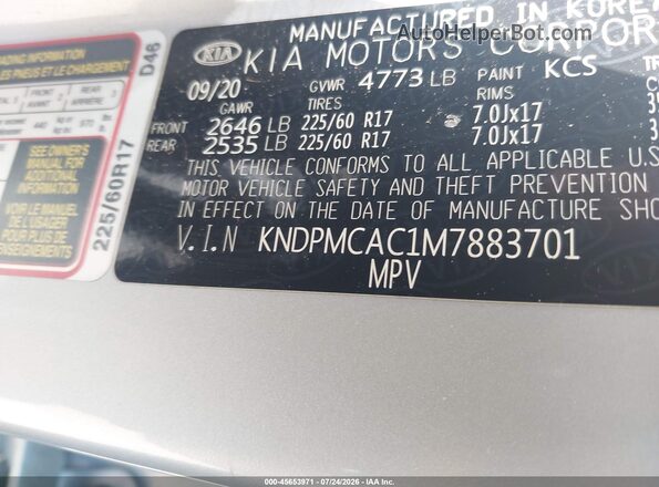 KNDPMCAC1M7883701 2021 KIA SPORTAGE Silver Շարժիչի բաժամունքի տեսք